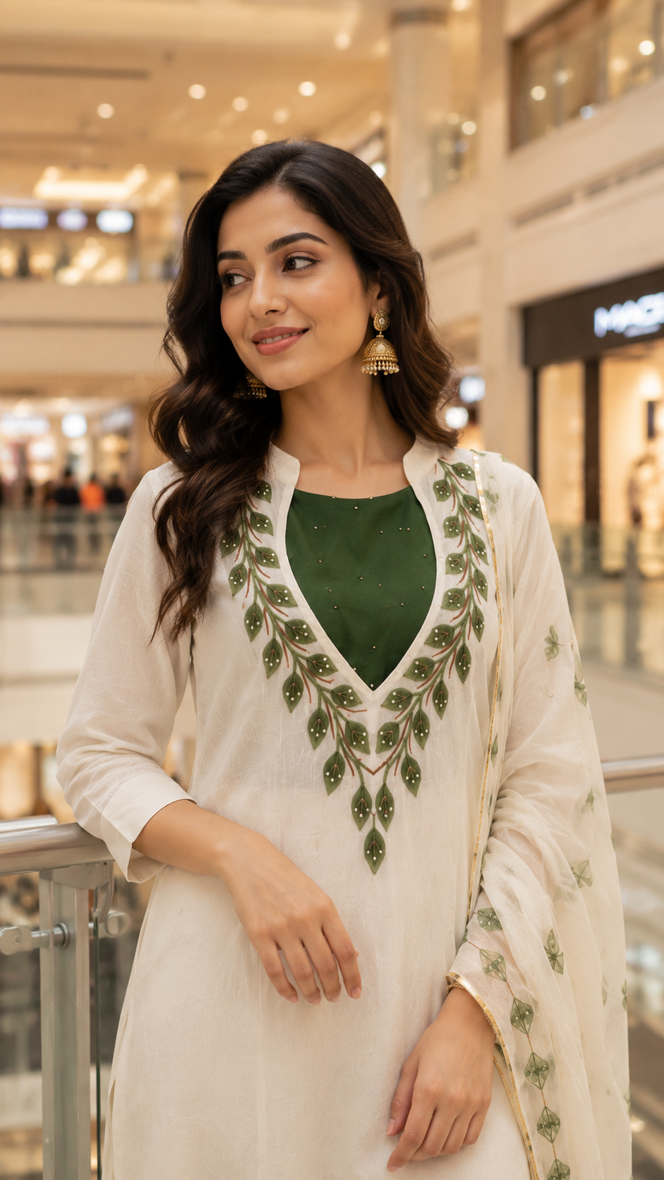 Ivory Leaf Embroidery Palazzo Set
