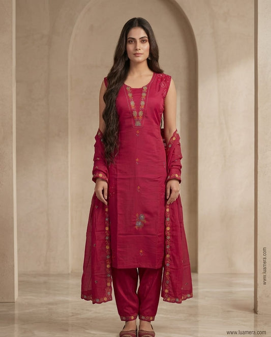Roman 2-Tone - lustrous, smooth structured Kurti Set with extra short sleeves