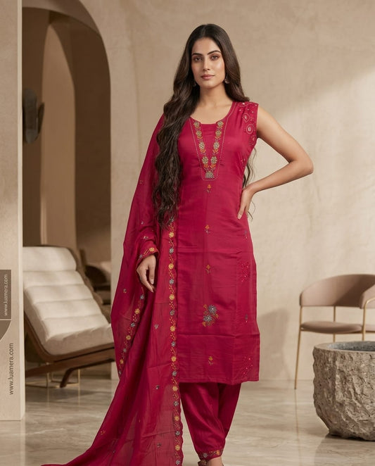Roman 2-Tone - lustrous, smooth structured Kurti Set  with extra short sleeves