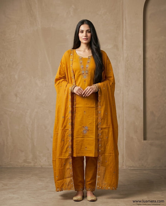 Roman 2-Tone - lustrous, smooth, structured Kurti Set with extra short sleeves